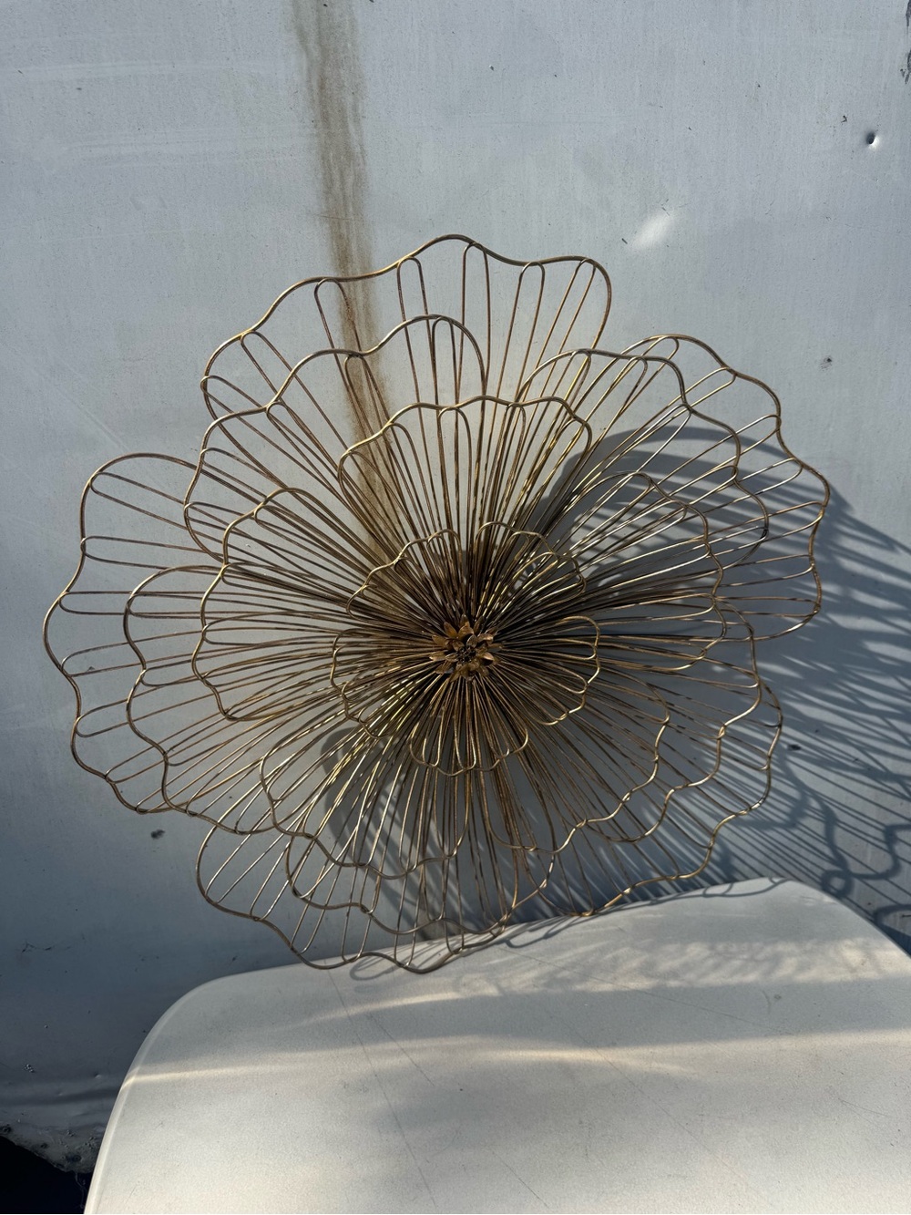 Gold Metal Flower Wall Art Sculpture - Decorative Hanging Wall Accent